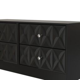 Genoa Ready Assembled Matt Black No Effect 4 Drawer Wide Chest (H)521mm (W)1146mm (D)395mm - thumbnail 4