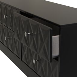 Genoa Ready Assembled Matt Black No Effect 4 Drawer Wide Chest (H)521mm (W)1146mm (D)395mm - thumbnail 3