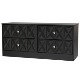 Genoa Ready Assembled Matt Black No Effect 4 Drawer Wide Chest (H)521mm (W)1146mm (D)395mm - thumbnail 2