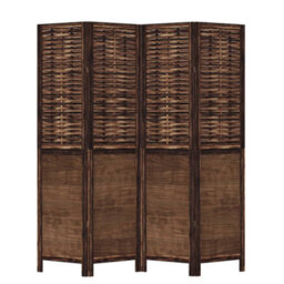 Vidaxl Room Divider 4 Panels Dark Brown Solid Wood Paulownia - thumbnail 4