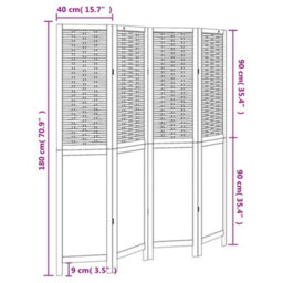 Vidaxl Room Divider 4 Panels Dark Brown Solid Wood Paulownia - thumbnail 8