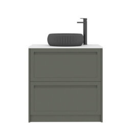 Royal Bathrooms Royal Bathroom Elmore 800mm Matt Green Freestanding Bathroom Vanity Unit 2 Drawer Plain White Worktop With Milan Black Basin - thumbnail 7