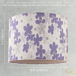 Happy Homewares Chic Floral Round Drum Fabric Lamp Shade With Lilac And White Daisies - thumbnail 7