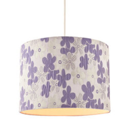 Happy Homewares Chic Floral Round Drum Fabric Lamp Shade With Lilac And White Daisies - thumbnail 2