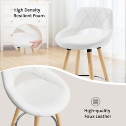 Breakfast Kitchen Counter Bar Stool Chair Wood Legs Barstool High Stool - White - thumbnail 3