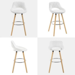Breakfast Kitchen Counter Bar Stool Chair Wood Legs Barstool High Stool - White - thumbnail 6