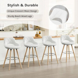 Breakfast Kitchen Counter Bar Stool Chair Wood Legs Barstool High Stool - White - thumbnail 5