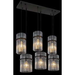 Luminosa Lighting Luminosa Gorley Cluster Pendant Ceiling Light Matt Black Smoke Glass Shade 6X E27 - thumbnail 4