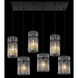 Luminosa Lighting Luminosa Gorley Cluster Pendant Ceiling Light Matt Black Smoke Glass Shade 6X E27 - thumbnail 5