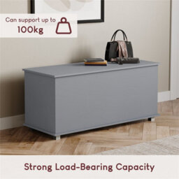 Grey  Modern Storage Ottoman Toy Chest Bedroom Wooden Bence - thumbnail 4
