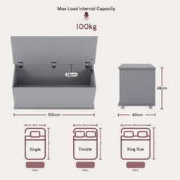 Grey  Modern Storage Ottoman Toy Chest Bedroom Wooden Bence - thumbnail 3