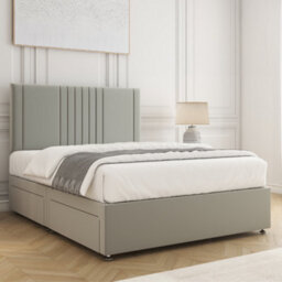 Bsspoke Monaco Divan Bed Set Silver Plush Velvet With 24Inch Headboard & Mattress No Drawers In Double King 3Ft 4Ft 6Ft - thumbnail 2