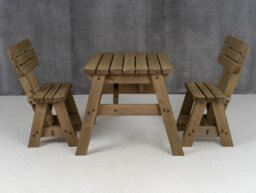 Arbor Garden Solutions Victoria Wooden Picnic Bench And Table Set, Rounded Outdoor Dining Set With Backrest (3Ft, Rustic Brown) - thumbnail 5