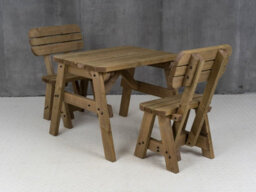 Arbor Garden Solutions Victoria Wooden Picnic Bench And Table Set, Rounded Outdoor Dining Set With Backrest (3Ft, Rustic Brown) - thumbnail 2