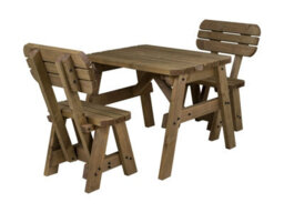 Arbor Garden Solutions Victoria Wooden Picnic Bench And Table Set, Rounded Outdoor Dining Set With Backrest (3Ft, Rustic Brown) - thumbnail 1