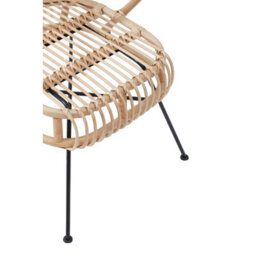 Orsina Brown Natural Rattan Back Chair Metal Legs, High Back Rattan Lounge Chair, Outdoor Rattan Chair For Garden - thumbnail 7