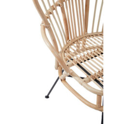 Orsina Brown Natural Rattan Back Chair Metal Legs, High Back Rattan Lounge Chair, Outdoor Rattan Chair For Garden - thumbnail 8