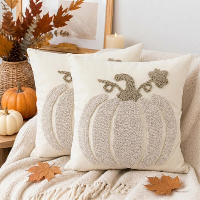 Amorly 2 Pack Off White Pumpkin Cushion Covers, 45 X 45Cm Autumn Pillowcases, Cover Only Without Inserts, Farmhouse Fall Sofa Home Decor - image 1