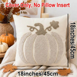 Amorly 2 Pack Off White Pumpkin Cushion Covers, 45 X 45Cm Autumn Pillowcases, Cover Only Without Inserts, Farmhouse Fall Sofa Home Decor - thumbnail 3