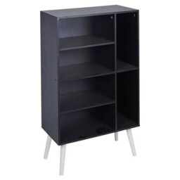 Urbn-Living Urbnliving Height 84Cm 6 Section Wooden Black Bookcase With White Legs - thumbnail 1