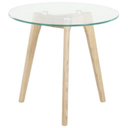 Beliani Nest Of 2 Round Glass Top Tables With Light Oak Legs - Tempered Glass, Hairpin Legs, Matt Finish - thumbnail 5