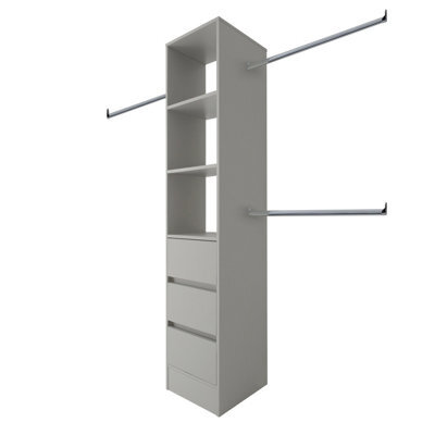 Spacepro Modular Pebble Grey 3 Drawer Tower Unit (H)2100mm (W)450mm (D)500mm - image 1