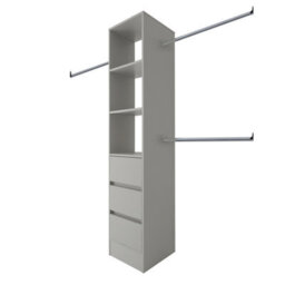Spacepro Modular Pebble Grey 3 Drawer Tower Unit (H)2100mm (W)450mm (D)500mm - thumbnail 1
