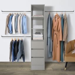 Spacepro Modular Pebble Grey 3 Drawer Tower Unit (H)2100mm (W)450mm (D)500mm - thumbnail 2