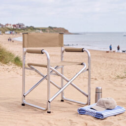Garden Pride Folding Director Chair  Beige Canvas Fabric With Silver Frame - thumbnail 6