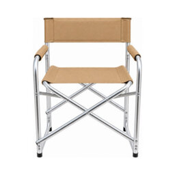 Garden Pride Folding Director Chair  Beige Canvas Fabric With Silver Frame - thumbnail 1