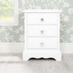 Statement Furniture Romance True White 3 Drawer French Style Bedside Table With Crystal Handles - thumbnail 1