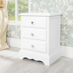 Statement Furniture Romance True White 3 Drawer French Style Bedside Table With Crystal Handles - thumbnail 2