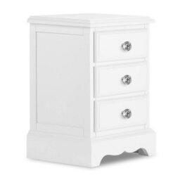 Statement Furniture Romance True White 3 Drawer French Style Bedside Table With Crystal Handles - thumbnail 4