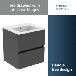 Ideal Standard Eurovit+ 500mm Wall Mounted Vanity Unit With 2 Drawers In Mid Grey - thumbnail 5