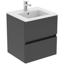 Ideal Standard Eurovit+ 500mm Wall Mounted Vanity Unit With 2 Drawers In Mid Grey - thumbnail 1