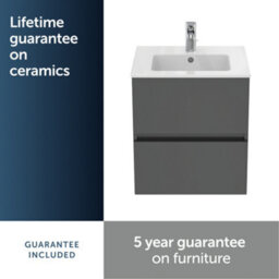 Ideal Standard Eurovit+ 500mm Wall Mounted Vanity Unit With 2 Drawers In Mid Grey - thumbnail 3