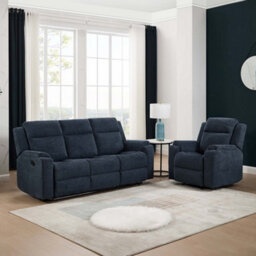 More4Homes Orka 1+3 Seater Fabric Manual Recliner Sofa Set Blue - thumbnail 1