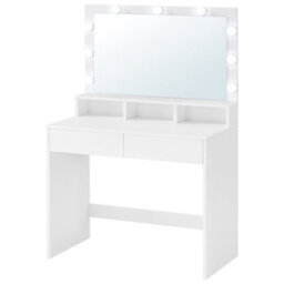 Ledrem Dressing Table With Light-Up Mirror And 2 Drawers, Makeup Desk With Storage, 80 X 41.5 X 140 Cm, White - thumbnail 2