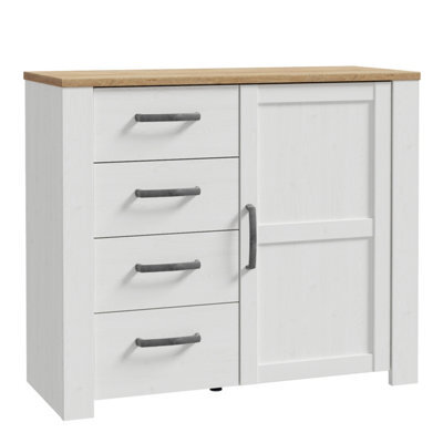 Furniture To Go Bohol 1 Door 4 Drawer Chest In Riviera Oak/white - image 1