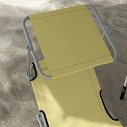 Outsunny Folding Sun Lounger Set Of 2 W/ Sunshade Adjustable Backrest Beige - thumbnail 8