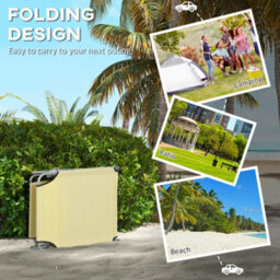 Outsunny Folding Sun Lounger Set Of 2 W/ Sunshade Adjustable Backrest Beige - thumbnail 5