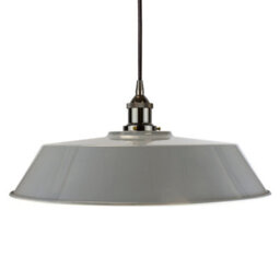 French Grey Large Chancery Painted Dome Pendant Light With Black Nickel Lamp Holder And Black Round Cable - Se Home - thumbnail 1