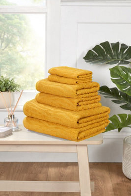 Rapport Home Safari 6 Piece Towel Bale Set Pure Cotton Mustard Yellow - image 1