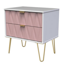 Pesaro Ready Assembled Matt Pink & White No Effect 2 Drawer Chest (H)570mm (W)575mm (D)395mm