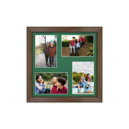 AK Frames 12X12 Walnut Classic Multi Photo Frame With Emerald Mount - Holds 4 Apertures (4X) 6X4 Photos