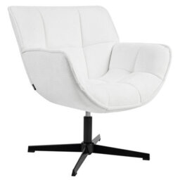 Beliani Swivel Armchair Auma Fabric White - thumbnail 1