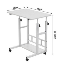 White Height Adjustable Small Table Wheels Pc Computer Laptop Desk - thumbnail 2