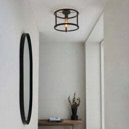 Luminosa Lighting Luminosa Hopton Decorative Flush Ceiling Lamp, Matt Black, Glass - thumbnail 4