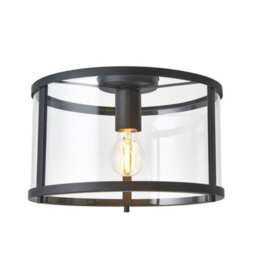 Luminosa Lighting Luminosa Hopton Decorative Flush Ceiling Lamp, Matt Black, Glass
