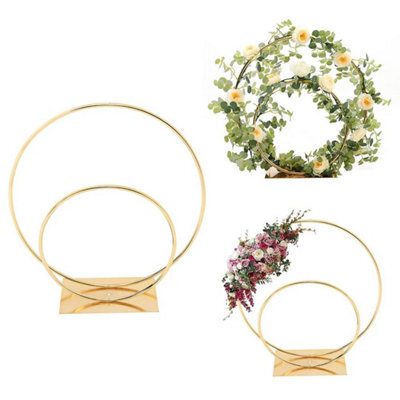 Double 40/ 60Cm Hoop Wedding Table Centrepiece Gold Standing Decor Display Rack - image 1